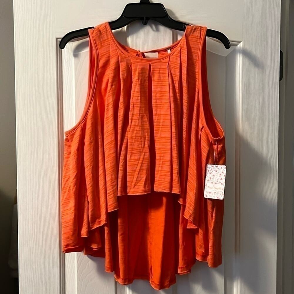 FP Orange Pleated Layered Tank Top